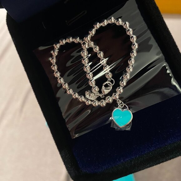 Tiffany & Co. Silver Bracelet with Turquoise Charm - Picture 1 of 4